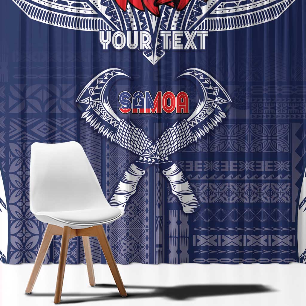 Personalized Talofa Samoa Window Curtain Ulafala With Toa Nifo'oti - Blue LT7 - Polynesian Pride