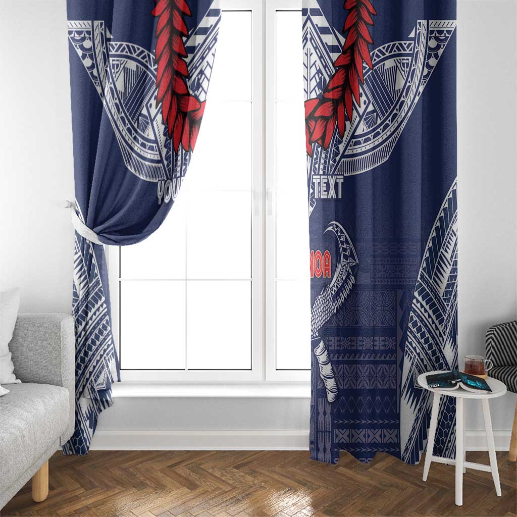 Personalized Talofa Samoa Window Curtain Ulafala With Toa Nifo'oti - Blue LT7 - Polynesian Pride