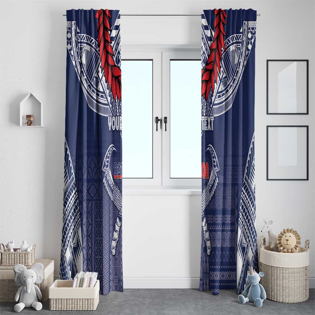Personalized Talofa Samoa Window Curtain Ulafala With Toa Nifo'oti - Blue LT7 - Polynesian Pride