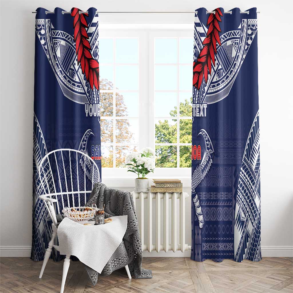 Personalized Talofa Samoa Window Curtain Ulafala With Toa Nifo'oti - Blue LT7 - Polynesian Pride