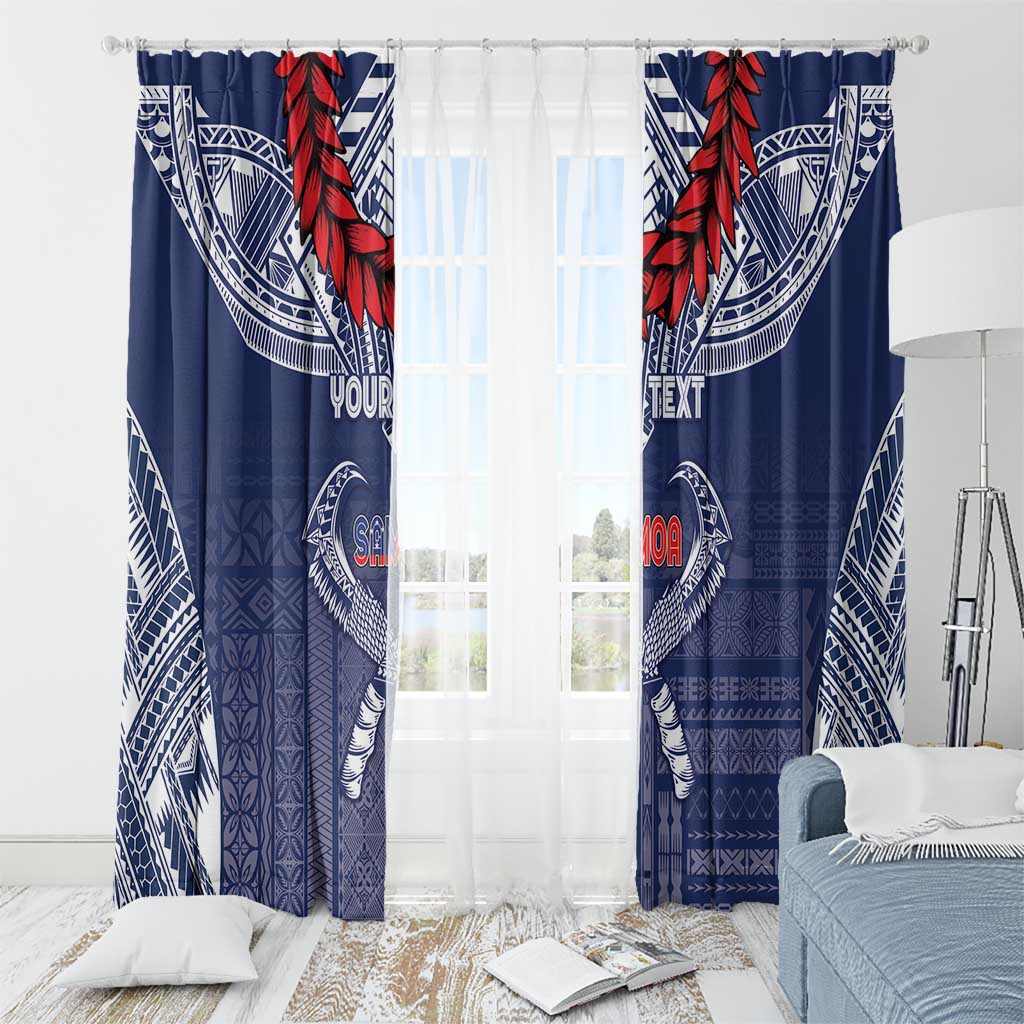 Personalized Talofa Samoa Window Curtain Ulafala With Toa Nifo'oti - Blue LT7 - Polynesian Pride