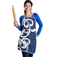 New Zealand Maori Mo Bros Apron Blue Ribbon With Koru Kowhaiwhai - Polynesian Pride