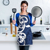 New Zealand Maori Mo Bros Apron Blue Ribbon With Koru Kowhaiwhai - Polynesian Pride