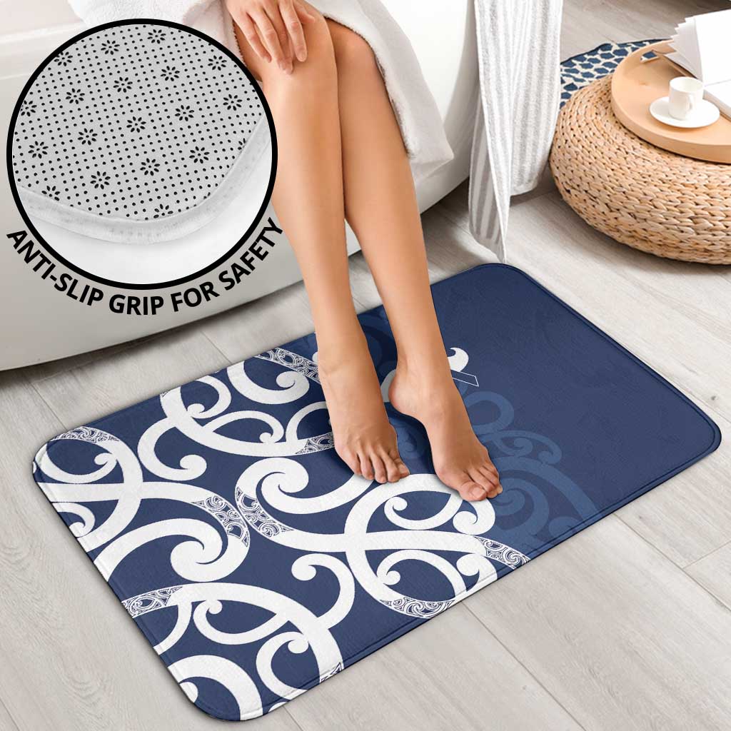 New Zealand Maori Mo Bros Bathroom Set Blue Ribbon With Koru Kowhaiwhai - Polynesian Pride