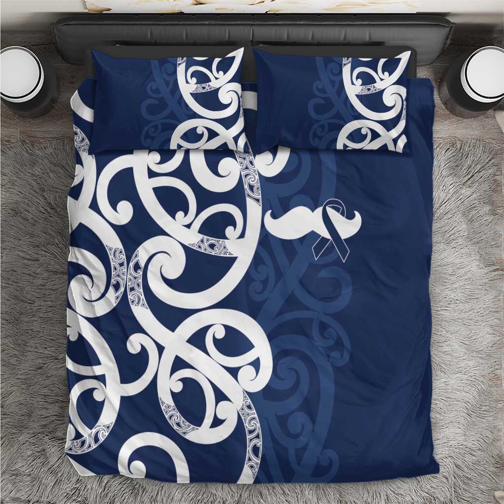 New Zealand Maori Mo Bros Bedding Set Blue Ribbon With Koru Kowhaiwhai - Polynesian Pride