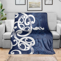 New Zealand Maori Mo Bros Blanket Blue Ribbon With Koru Kowhaiwhai - Polynesian Pride
