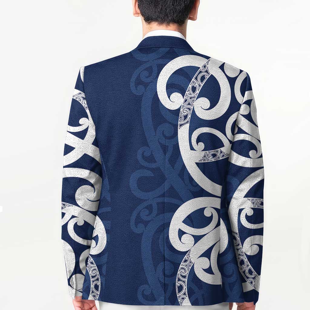 New Zealand Maori Mo Bros Blazer Blue Ribbon With Koru Kowhaiwhai - Polynesian Pride