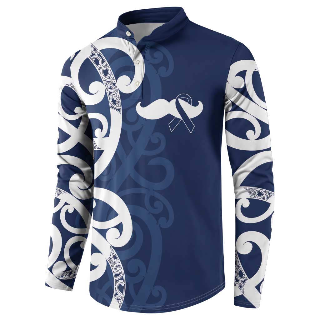 New Zealand Maori Mo Bros Button Sweatshirt Blue Ribbon With Koru Kowhaiwhai - Polynesian Pride