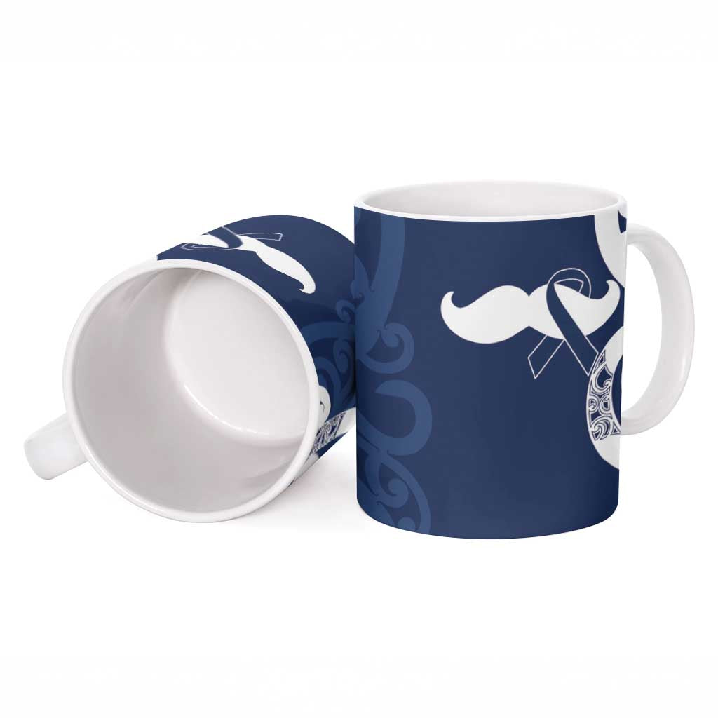 New Zealand Maori Mo Bros Ceramic Mug Blue Ribbon With Koru Kowhaiwhai - Polynesian Pride