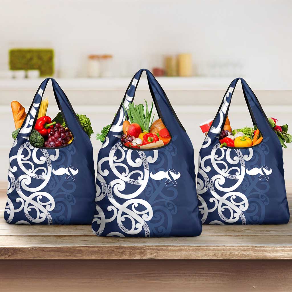 New Zealand Maori Mo Bros Grocery Bag Blue Ribbon With Koru Kowhaiwhai - Polynesian Pride