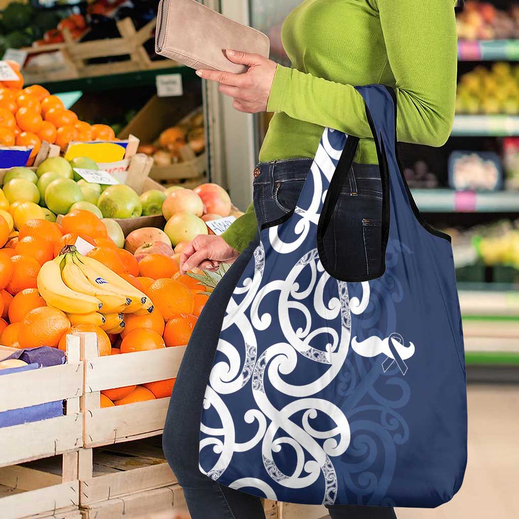 New Zealand Maori Mo Bros Grocery Bag Blue Ribbon With Koru Kowhaiwhai - Polynesian Pride