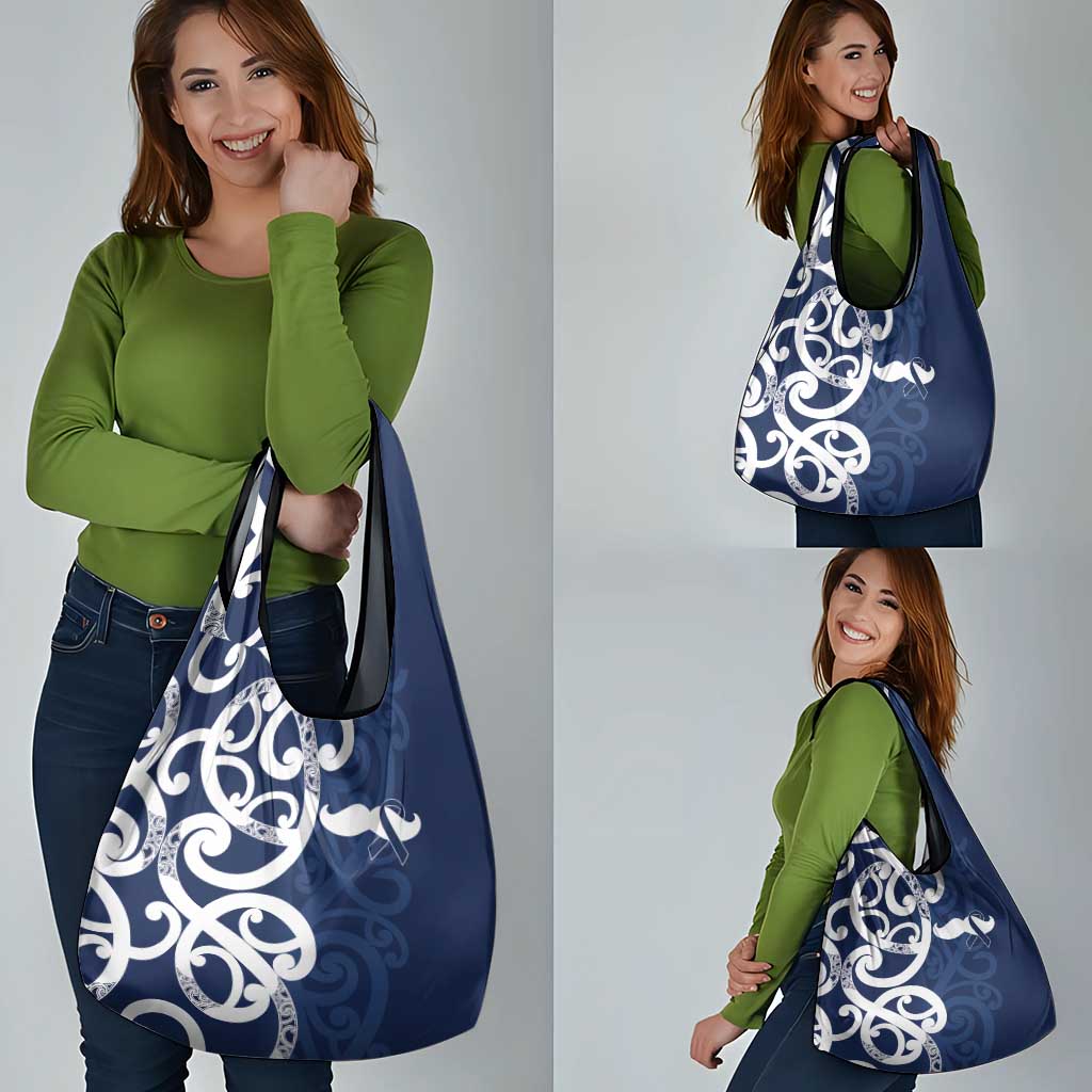 New Zealand Maori Mo Bros Grocery Bag Blue Ribbon With Koru Kowhaiwhai - Polynesian Pride
