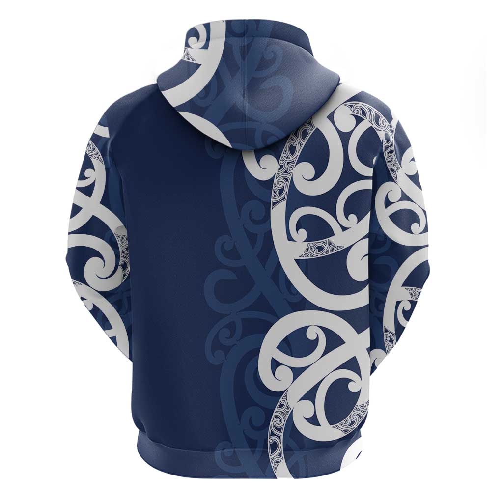 New Zealand Maori Mo Bros Hoodie Blue Ribbon With Koru Kowhaiwhai - Polynesian Pride
