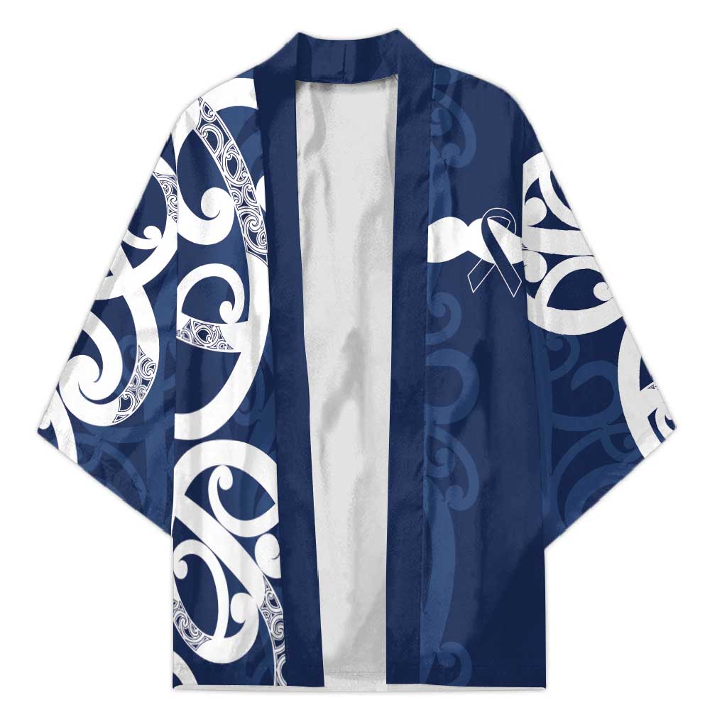New Zealand Maori Mo Bros Kimono Blue Ribbon With Koru Kowhaiwhai - Polynesian Pride