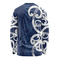 New Zealand Maori Mo Bros Long Sleeve Shirt Blue Ribbon With Koru Kowhaiwhai - Polynesian Pride