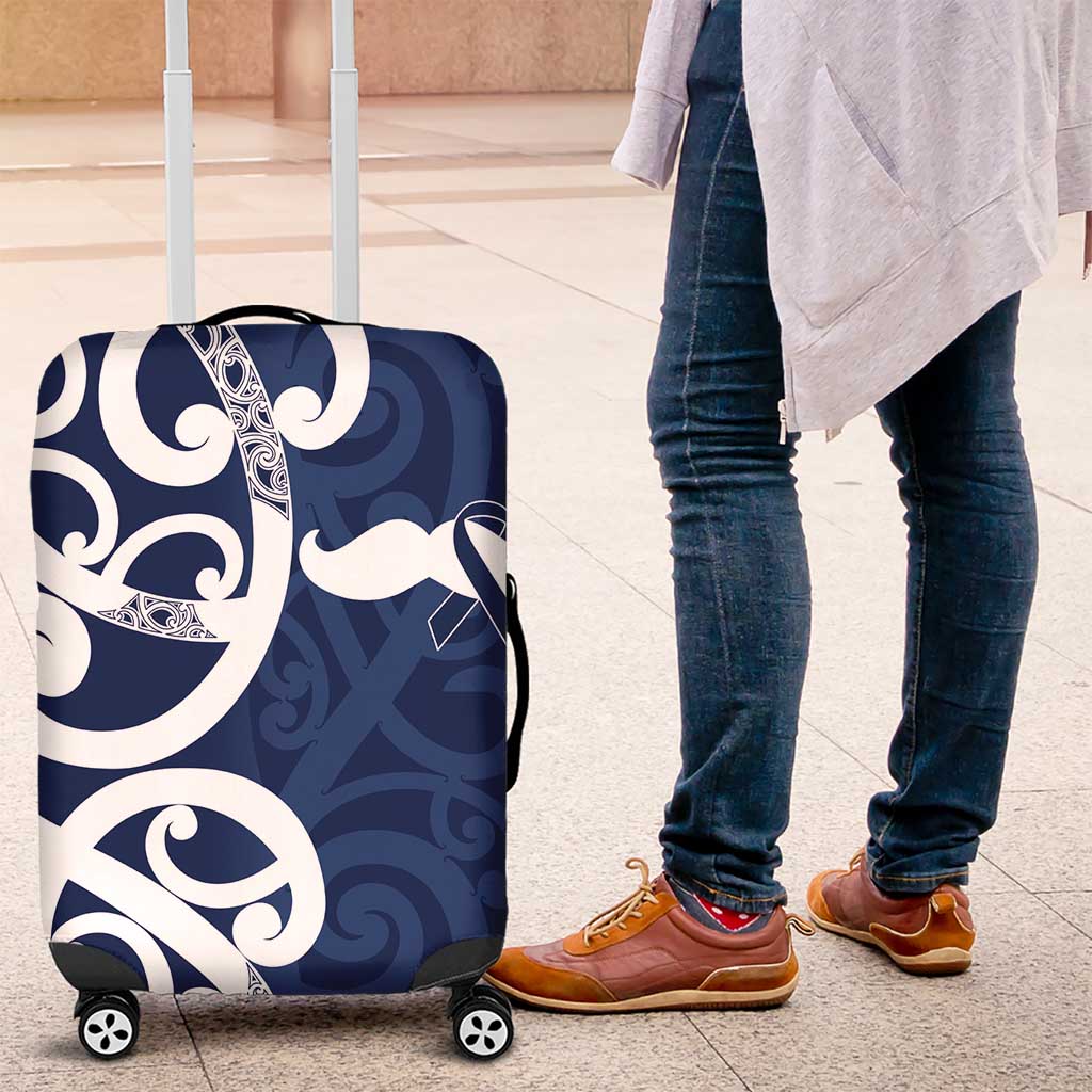 New Zealand Maori Mo Bros Luggage Cover Blue Ribbon With Koru Kowhaiwhai LT7 Blue - Polynesian Pride