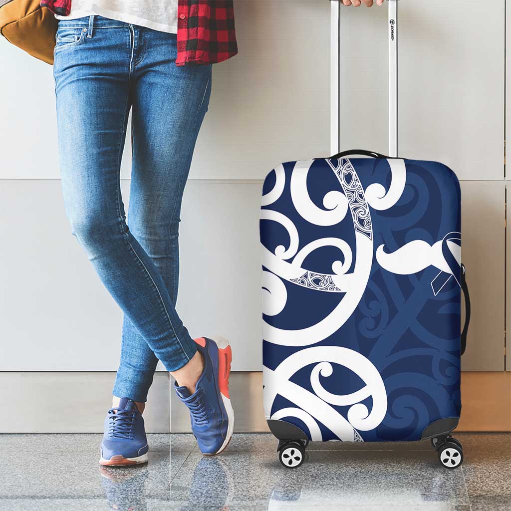 New Zealand Maori Mo Bros Luggage Cover Blue Ribbon With Koru Kowhaiwhai LT7 - Polynesian Pride