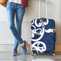 New Zealand Maori Mo Bros Luggage Cover Blue Ribbon With Koru Kowhaiwhai LT7 - Polynesian Pride