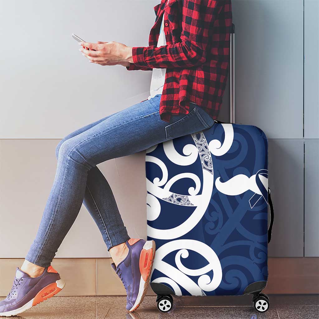 New Zealand Maori Mo Bros Luggage Cover Blue Ribbon With Koru Kowhaiwhai LT7 - Polynesian Pride