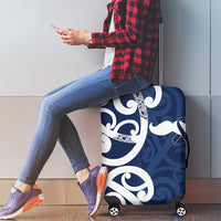 New Zealand Maori Mo Bros Luggage Cover Blue Ribbon With Koru Kowhaiwhai LT7 - Polynesian Pride