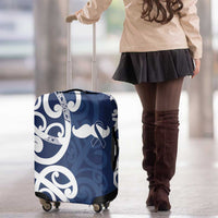 New Zealand Maori Mo Bros Luggage Cover Blue Ribbon With Koru Kowhaiwhai LT7 - Polynesian Pride