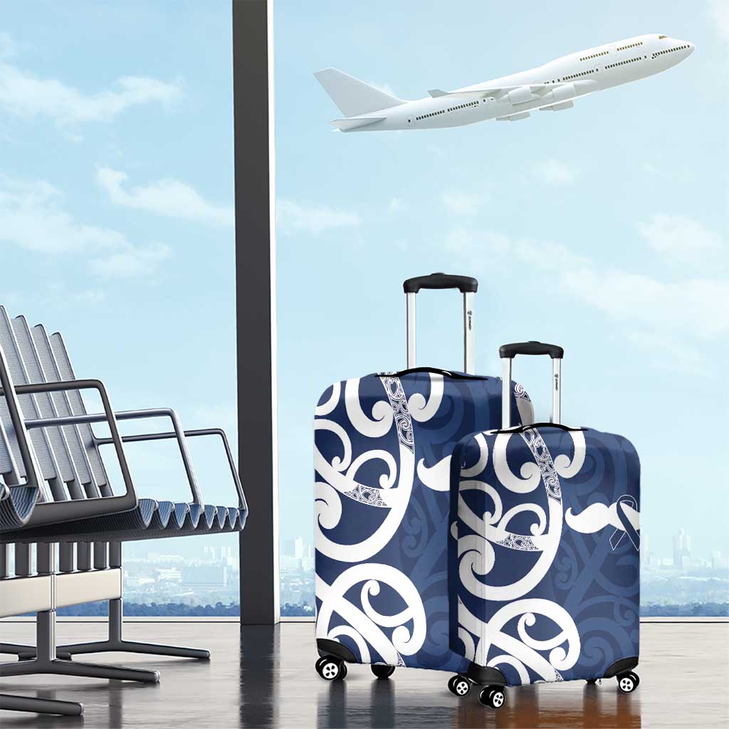 New Zealand Maori Mo Bros Luggage Cover Blue Ribbon With Koru Kowhaiwhai LT7 - Polynesian Pride
