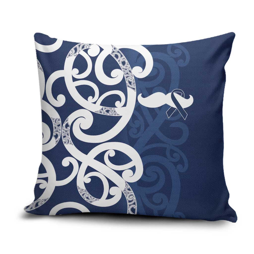 New Zealand Maori Mo Bros Pillow Cover Blue Ribbon With Koru Kowhaiwhai - Polynesian Pride