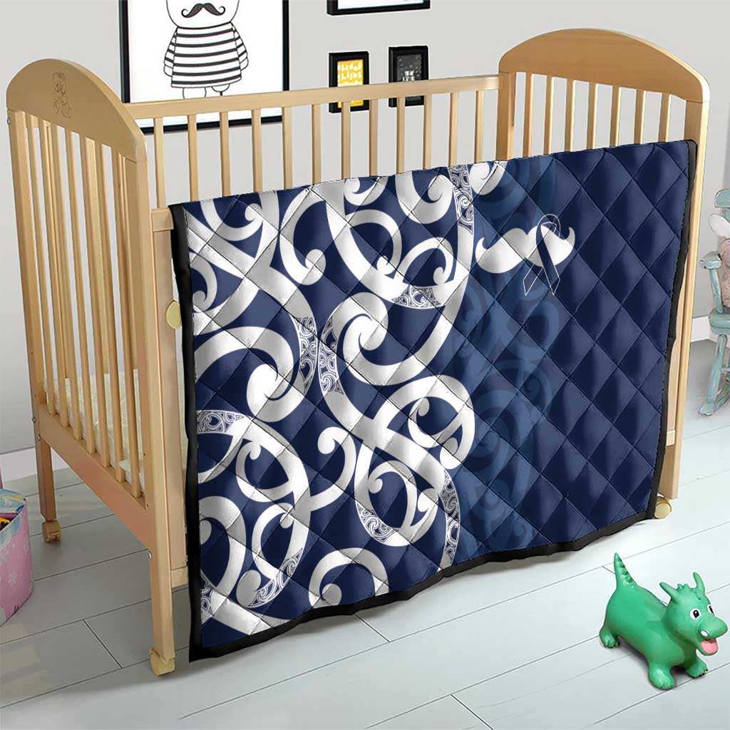 New Zealand Maori Mo Bros Quilt Blue Ribbon With Koru Kowhaiwhai - Polynesian Pride