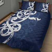 New Zealand Maori Mo Bros Quilt Bed Set Blue Ribbon With Koru Kowhaiwhai - Polynesian Pride