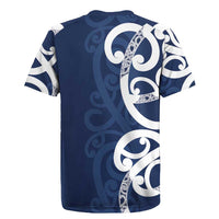 New Zealand Maori Mo Bros Rugby Jersey Blue Ribbon With Koru Kowhaiwhai - Polynesian Pride
