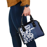 New Zealand Maori Mo Bros Shoulder Handbag Blue Ribbon With Koru Kowhaiwhai LT7 - Polynesian Pride