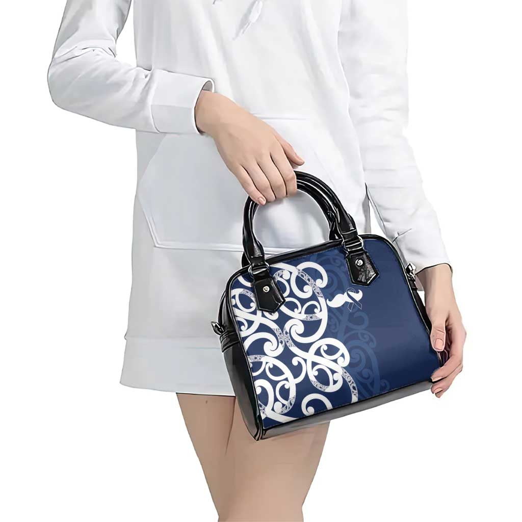 New Zealand Maori Mo Bros Shoulder Handbag Blue Ribbon With Koru Kowhaiwhai LT7 - Polynesian Pride