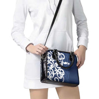 New Zealand Maori Mo Bros Shoulder Handbag Blue Ribbon With Koru Kowhaiwhai LT7 - Polynesian Pride