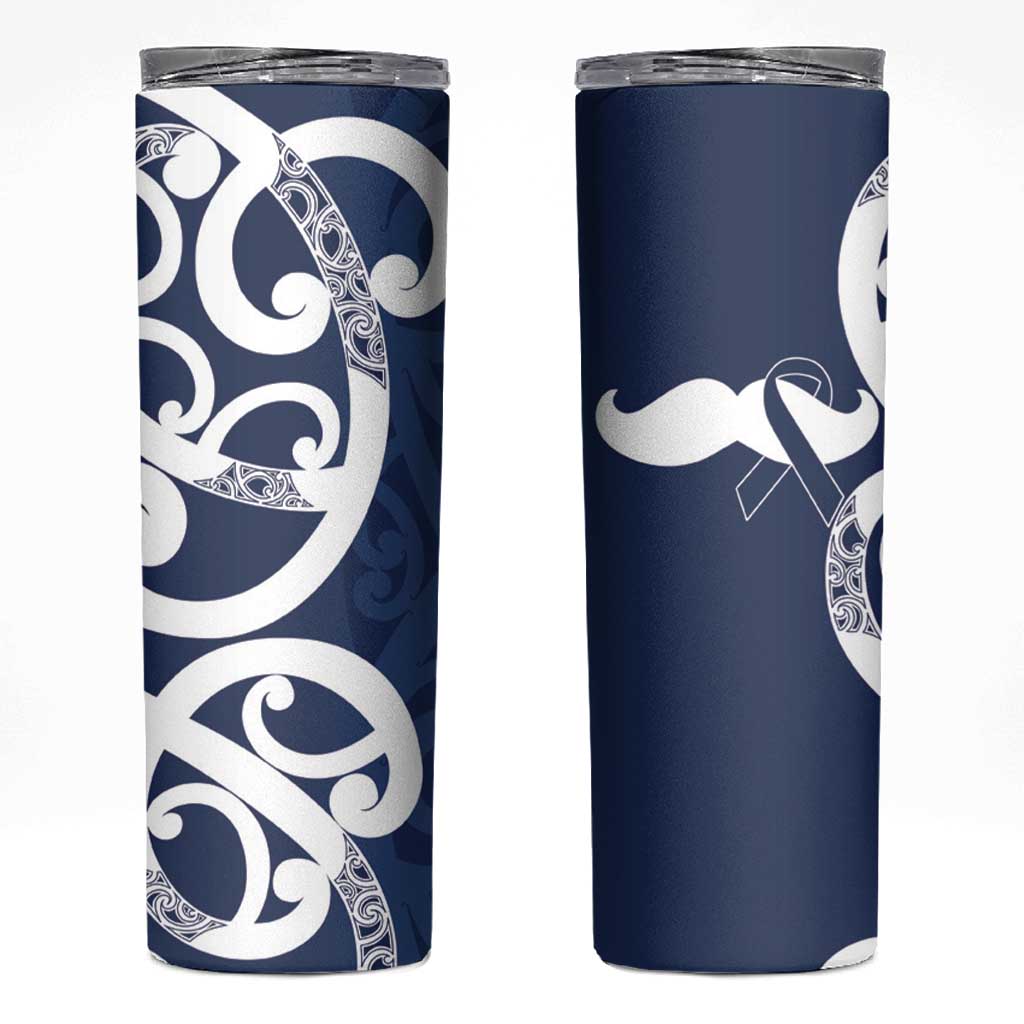 New Zealand Maori Mo Bros Skinny Tumbler Blue Ribbon With Koru Kowhaiwhai - Polynesian Pride