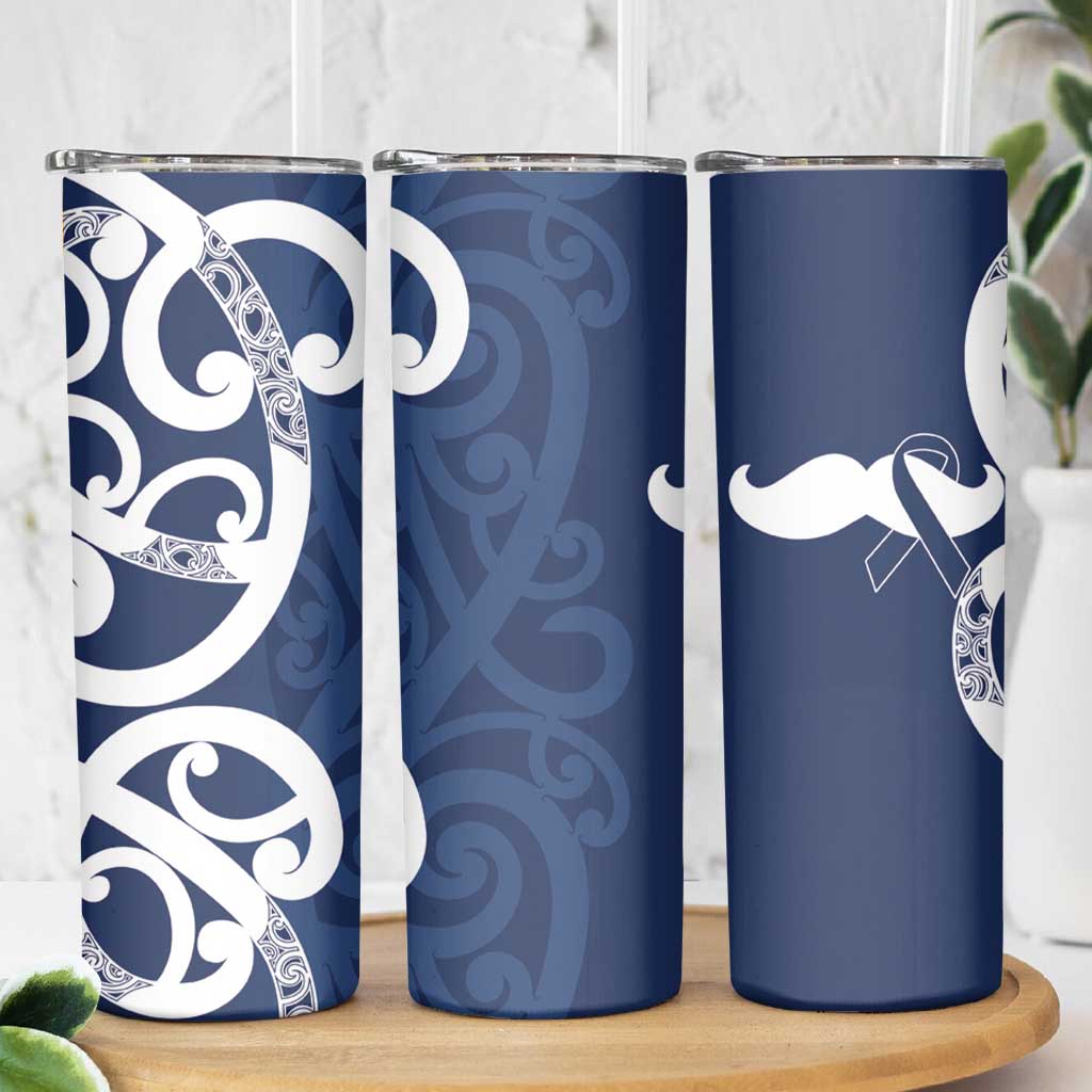 New Zealand Maori Mo Bros Skinny Tumbler Blue Ribbon With Koru Kowhaiwhai - Polynesian Pride