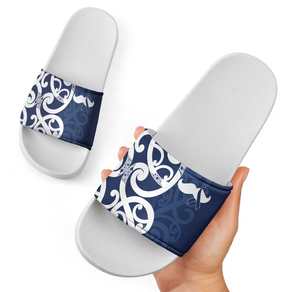 New Zealand Maori Mo Bros Slide Sandals Blue Ribbon With Koru Kowhaiwhai LT7 - Polynesian Pride