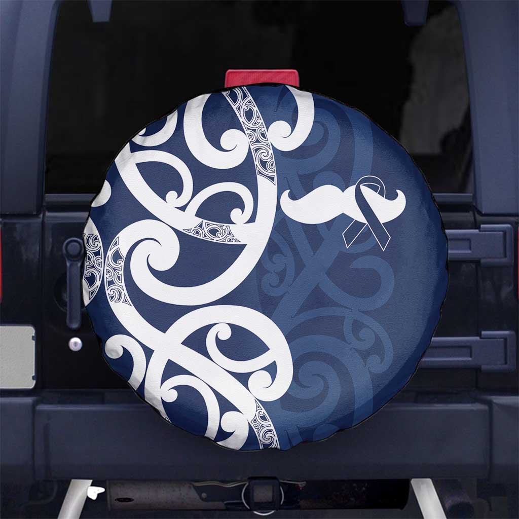 New Zealand Maori Mo Bros Spare Tire Cover Blue Ribbon With Koru Kowhaiwhai LT7 No hole Blue - Polynesian Pride