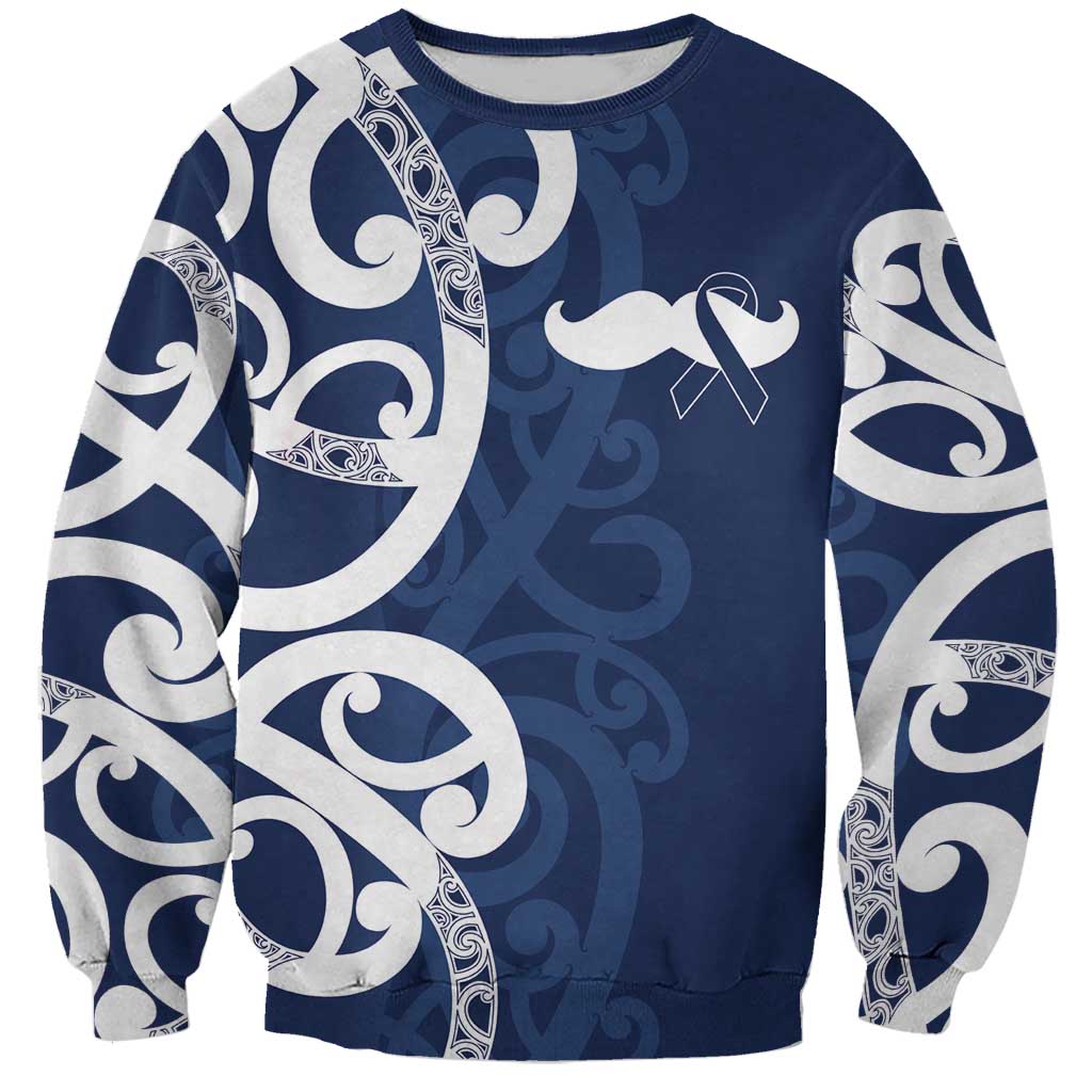 New Zealand Maori Mo Bros Sweatshirt Blue Ribbon With Koru Kowhaiwhai - Polynesian Pride