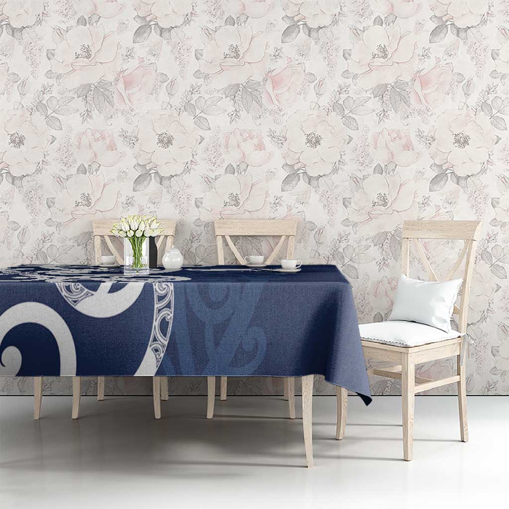 New Zealand Maori Mo Bros Tablecloth Blue Ribbon With Koru Kowhaiwhai - Polynesian Pride