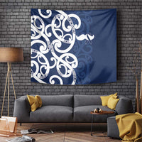 New Zealand Maori Mo Bros Tapestry Blue Ribbon With Koru Kowhaiwhai LT7 Blue - Polynesian Pride