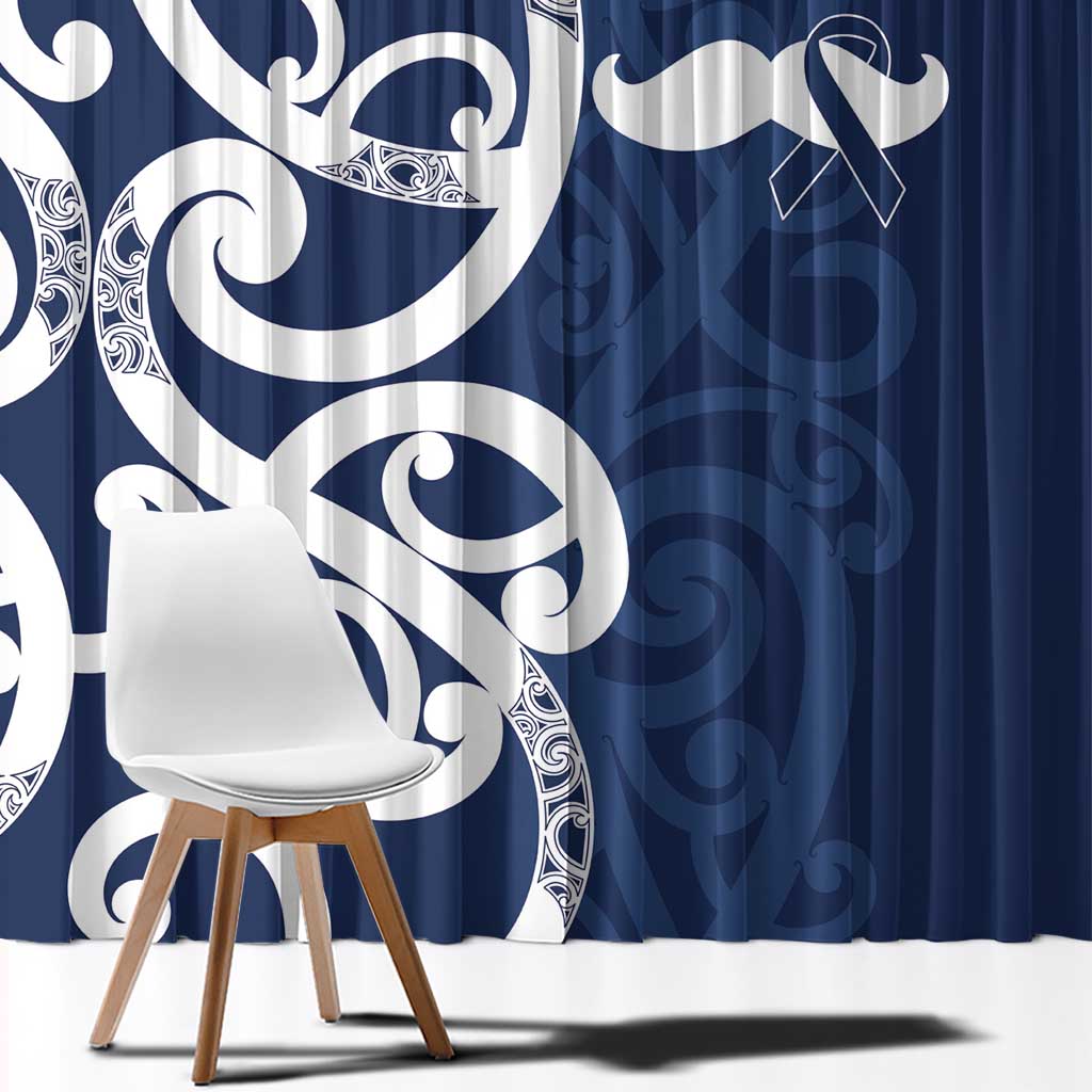 New Zealand Maori Mo Bros Window Curtain Blue Ribbon With Koru Kowhaiwhai LT7 - Polynesian Pride