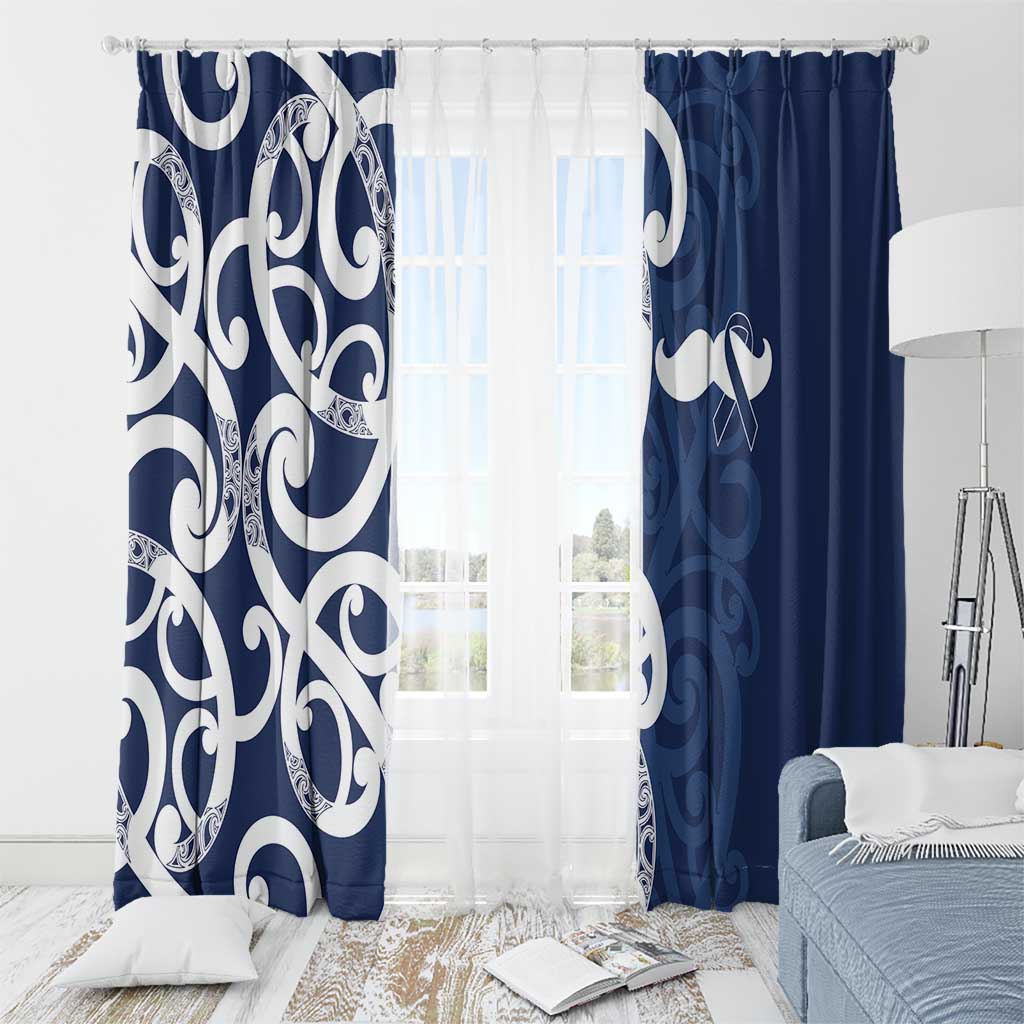 New Zealand Maori Mo Bros Window Curtain Blue Ribbon With Koru Kowhaiwhai LT7 - Polynesian Pride