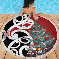 New Zealand Silver Fern Christmas Tree Beach Blanket Meri Kirihimete - Polynesian Pride