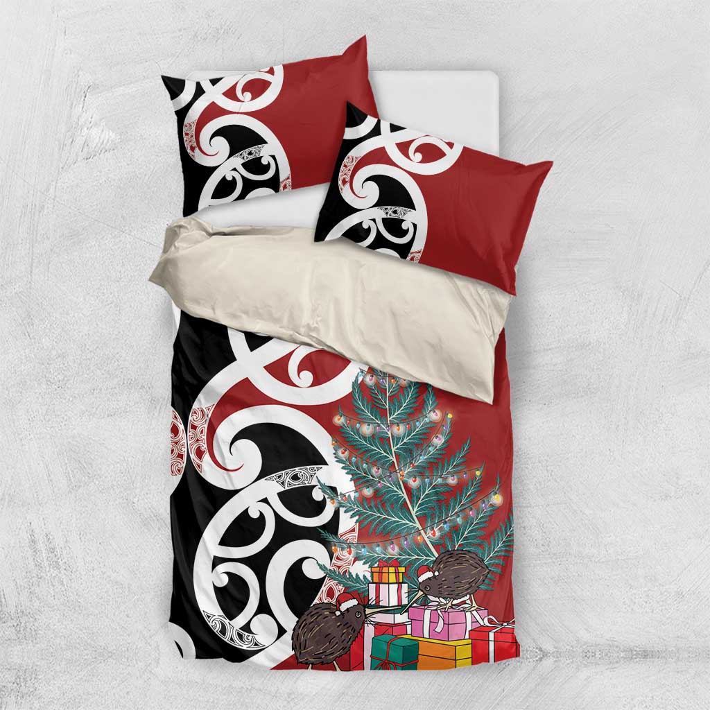 New Zealand Silver Fern Christmas Tree Bedding Set Meri Kirihimete - Polynesian Pride