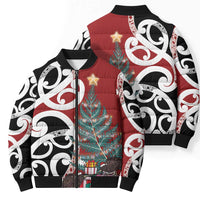 New Zealand Silver Fern Christmas Tree Bomber Puffer Jacket Meri Kirihimete - Polynesian Pride