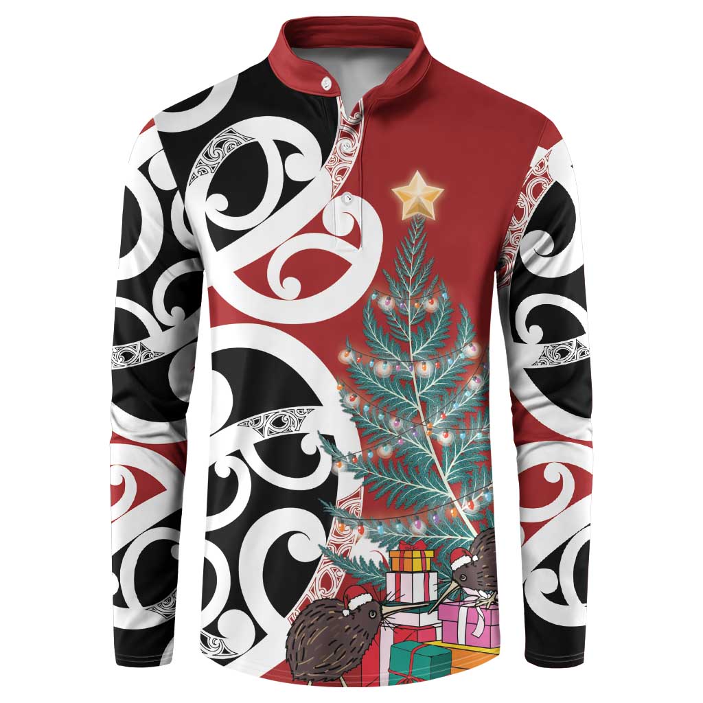 New Zealand Silver Fern Christmas Tree Button Sweatshirt Meri Kirihimete - Polynesian Pride