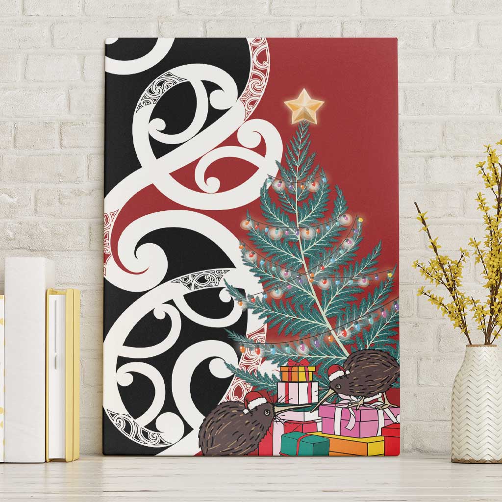 New Zealand Silver Fern Christmas Tree Canvas Wall Art Meri Kirihimete - Polynesian Pride