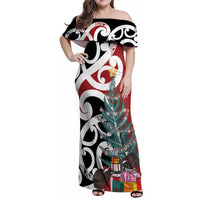 New Zealand Silver Fern Christmas Tree Family Matching Off Shoulder Maxi Dress and Hawaiian Shirt Meri Kirihimete - Polynesian Pride
