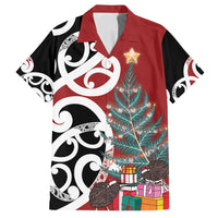 New Zealand Silver Fern Christmas Tree Family Matching Off Shoulder Short Dress and Hawaiian Shirt Meri Kirihimete - Polynesian Pride