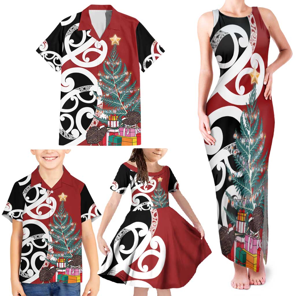 New Zealand Silver Fern Christmas Tree Family Matching Tank Maxi Dress and Hawaiian Shirt Meri Kirihimete - Polynesian Pride